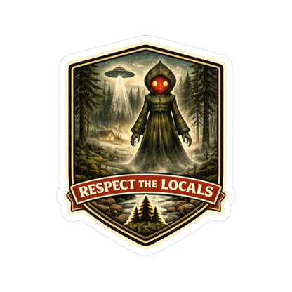 Flatwoods Monster vintage badge vinyl sticker, Respect the Locals series