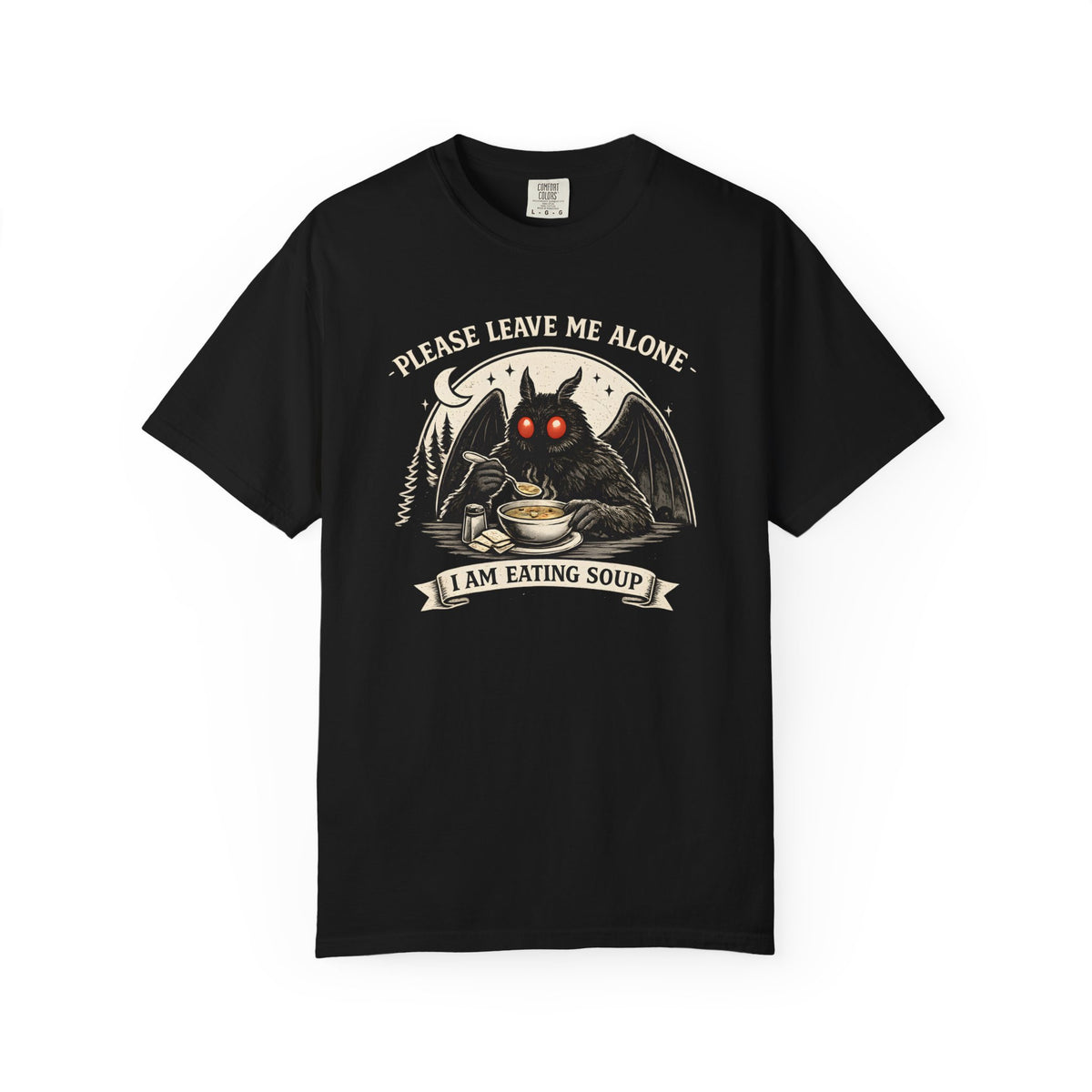 Please Leave Me Alone I Am Eating Soup Shirt Mothman Graphic Tee Comfort Colors 1717 Funny Cryptid Shirt Cozy Introvert Tee