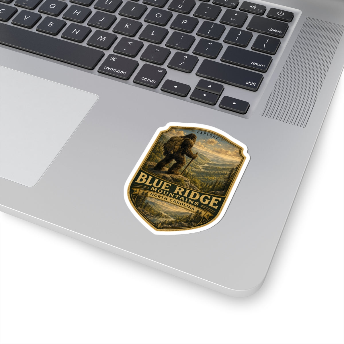 Blue Ridge Mountains Sasquatch Patch Sticker | North Carolina Hiking Decal