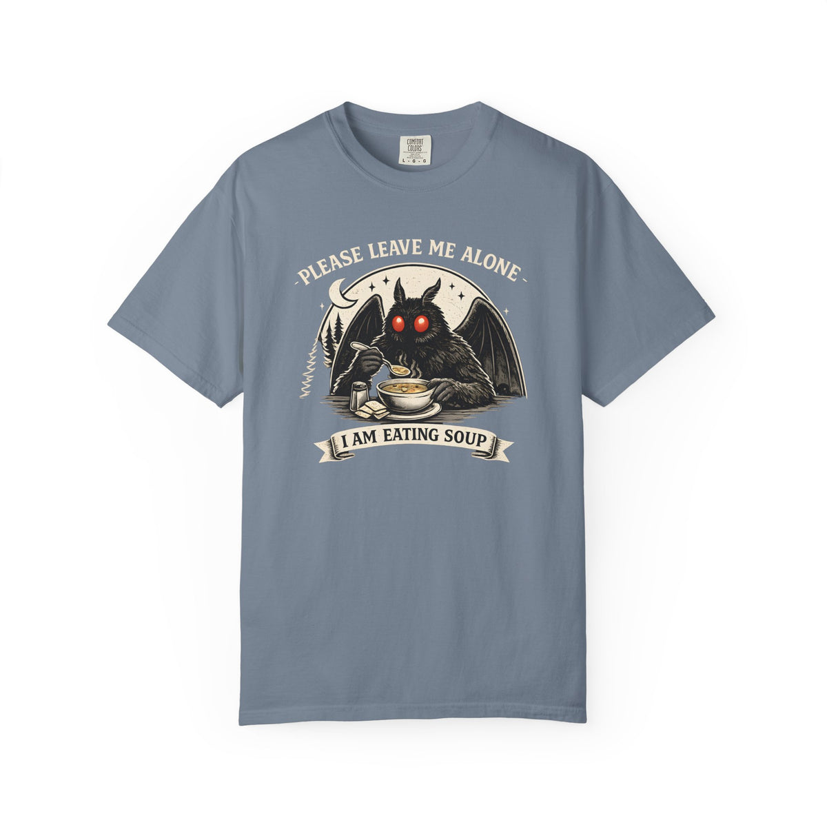 Please Leave Me Alone I Am Eating Soup Shirt Mothman Graphic Tee Comfort Colors 1717 Funny Cryptid Shirt Cozy Introvert Tee