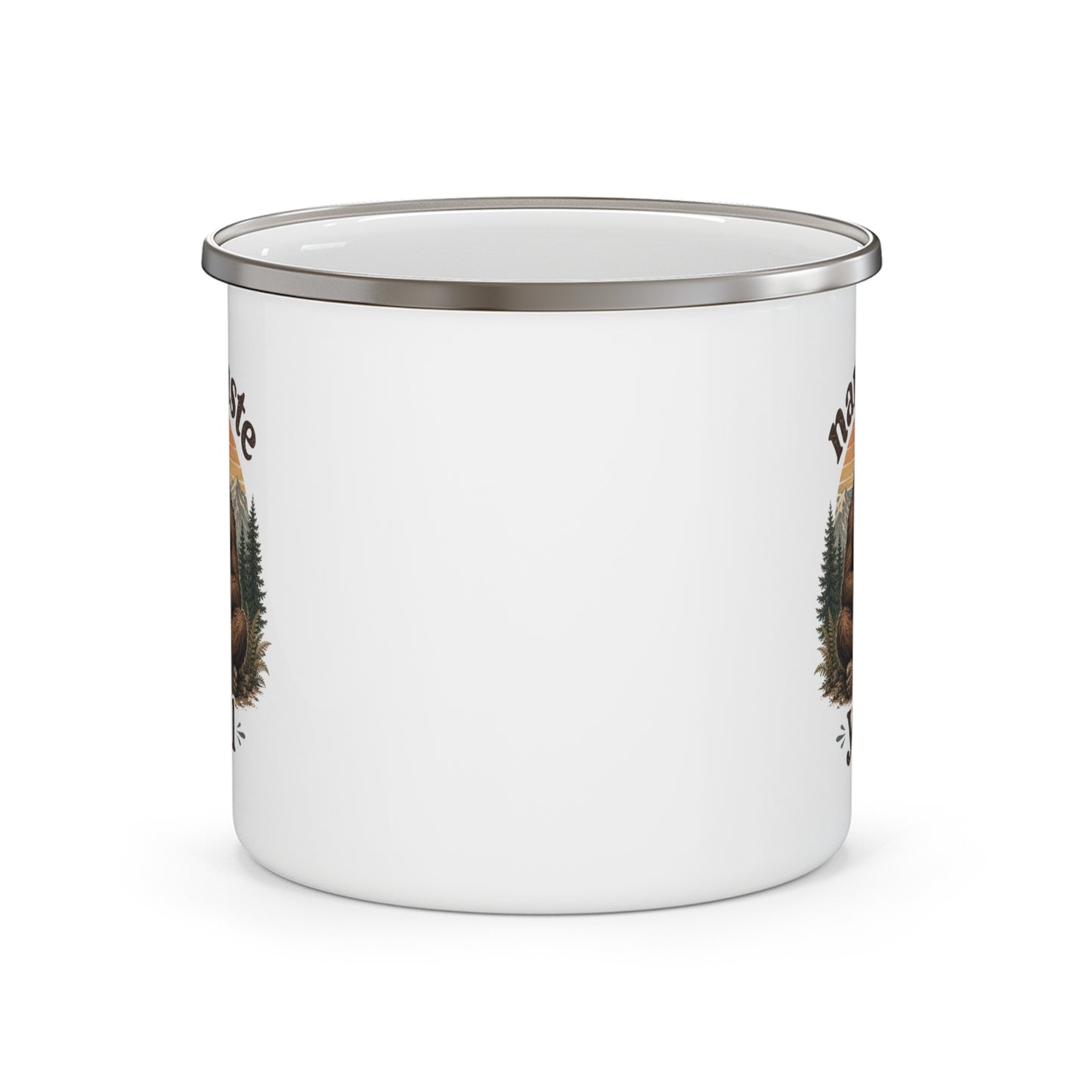 Namaste Y'all Bigfoot Meditation Enamel Mug | Sasquatch Yoga Camping Cup