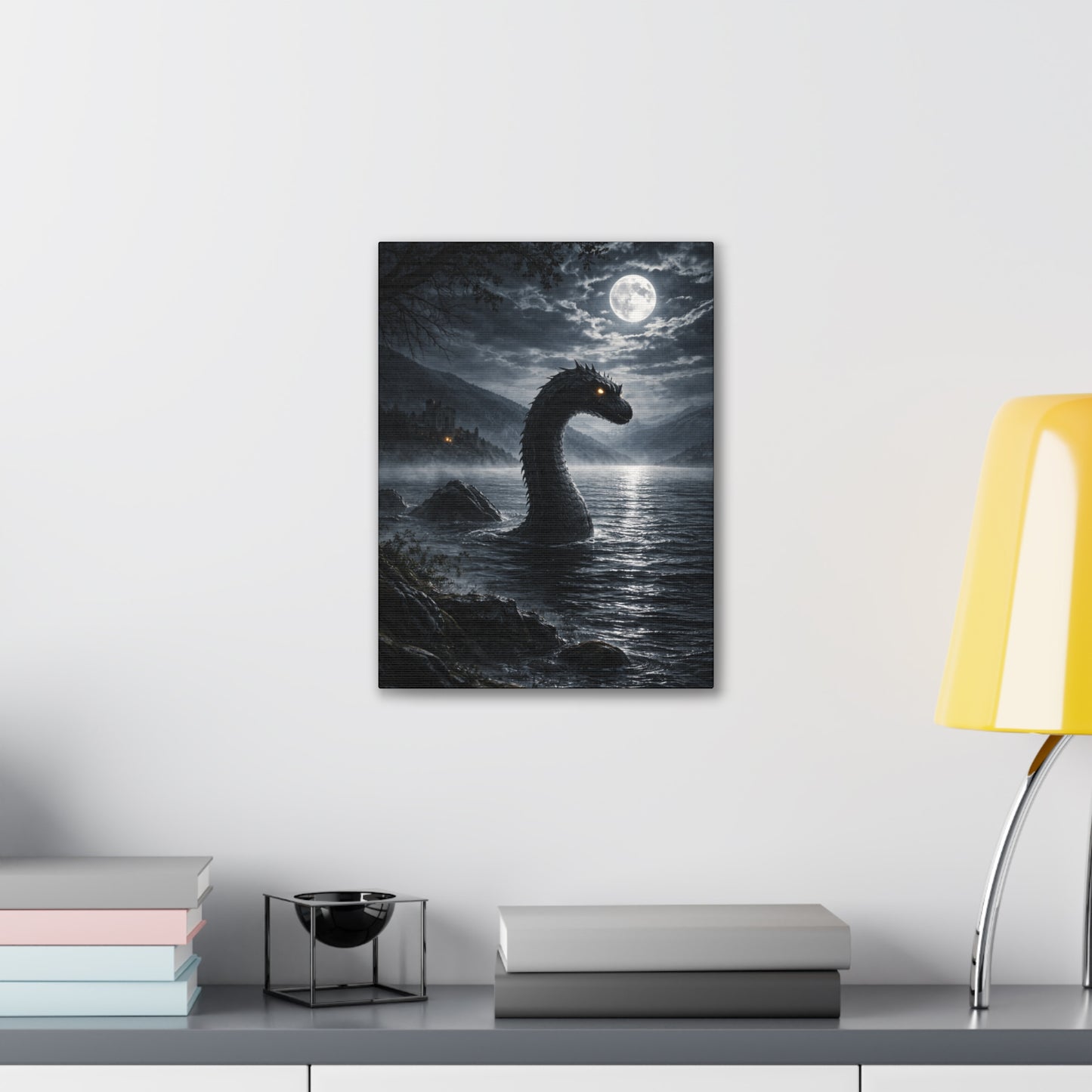 Loch Ness Monster Canvas Print | Dark Moonlit Series | 12x16 & 16x20