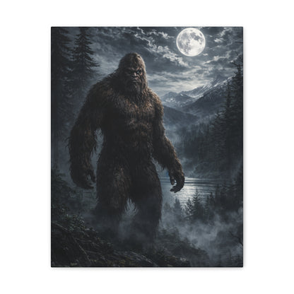 Gothic forest Bigfoot canvas wall art, Dark Moonlit Series