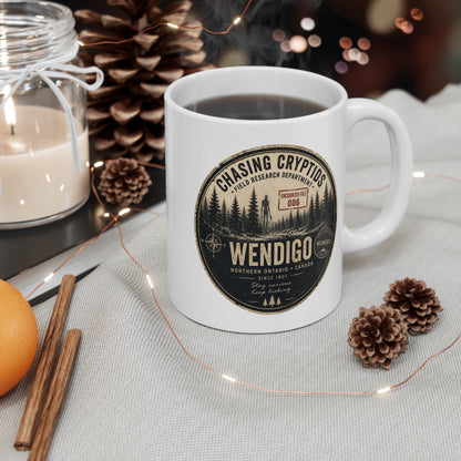 Wendigo Encounter File 006 Coffee Mug | Vintage Cryptid Camp Mug | Chasing Cryptids Field Research