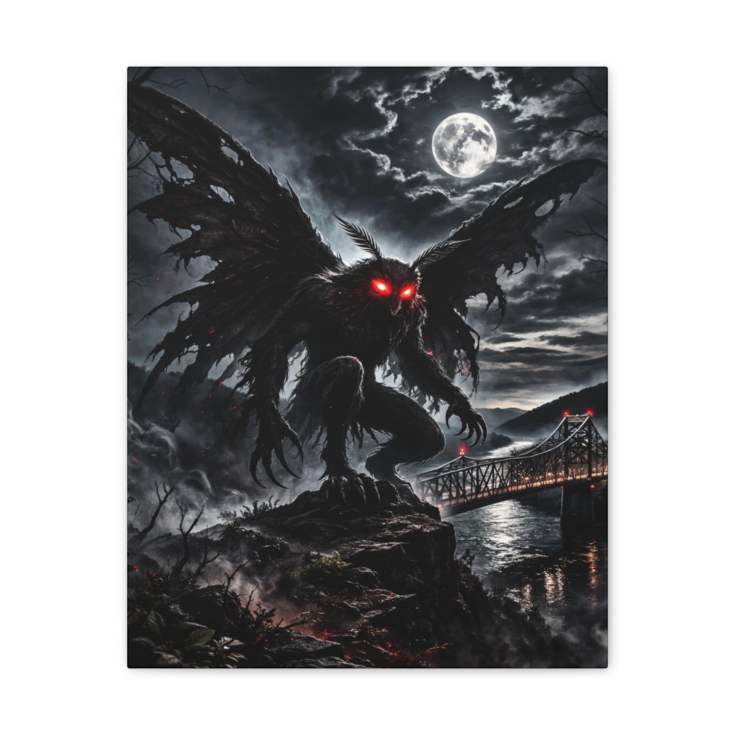 Mothman Canvas Print | Dark Moonlit Series | 12x16 16x20