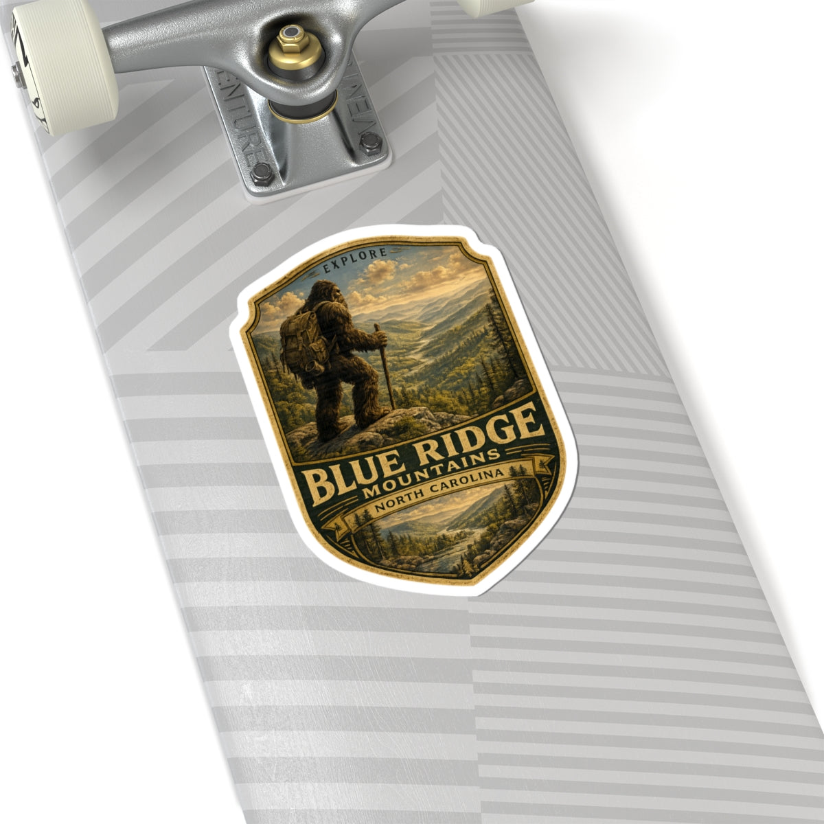 Blue Ridge Mountains Sasquatch Patch Sticker | North Carolina Hiking Decal