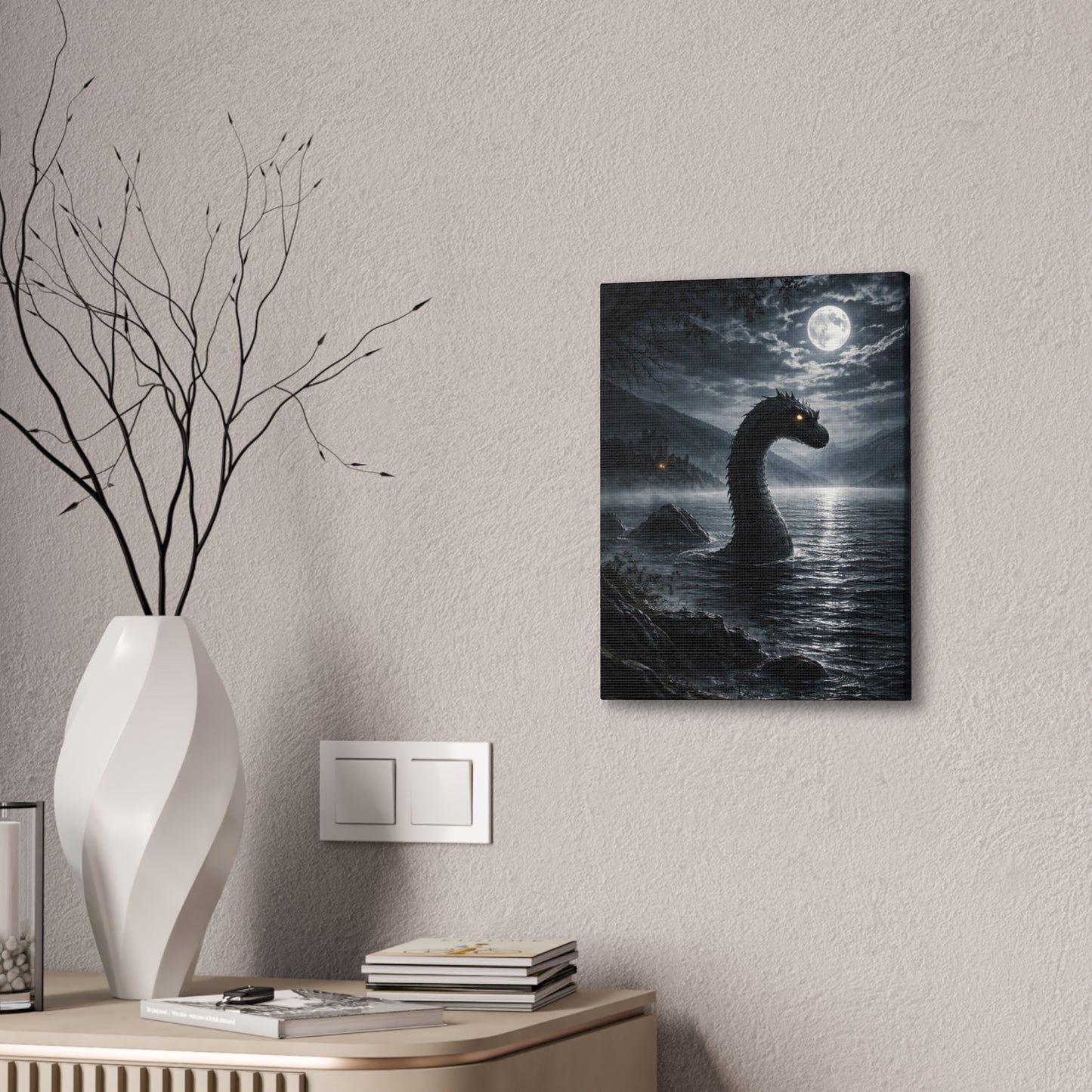 Loch Ness Monster Canvas Print | Dark Moonlit Series | 12x16 & 16x20