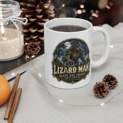 Lizard Man Mug | Scape Ore Swamp South Carolina Cryptid Mug | Reptilian Humanoid Coffee Cup | 11 oz Cryptid Gift