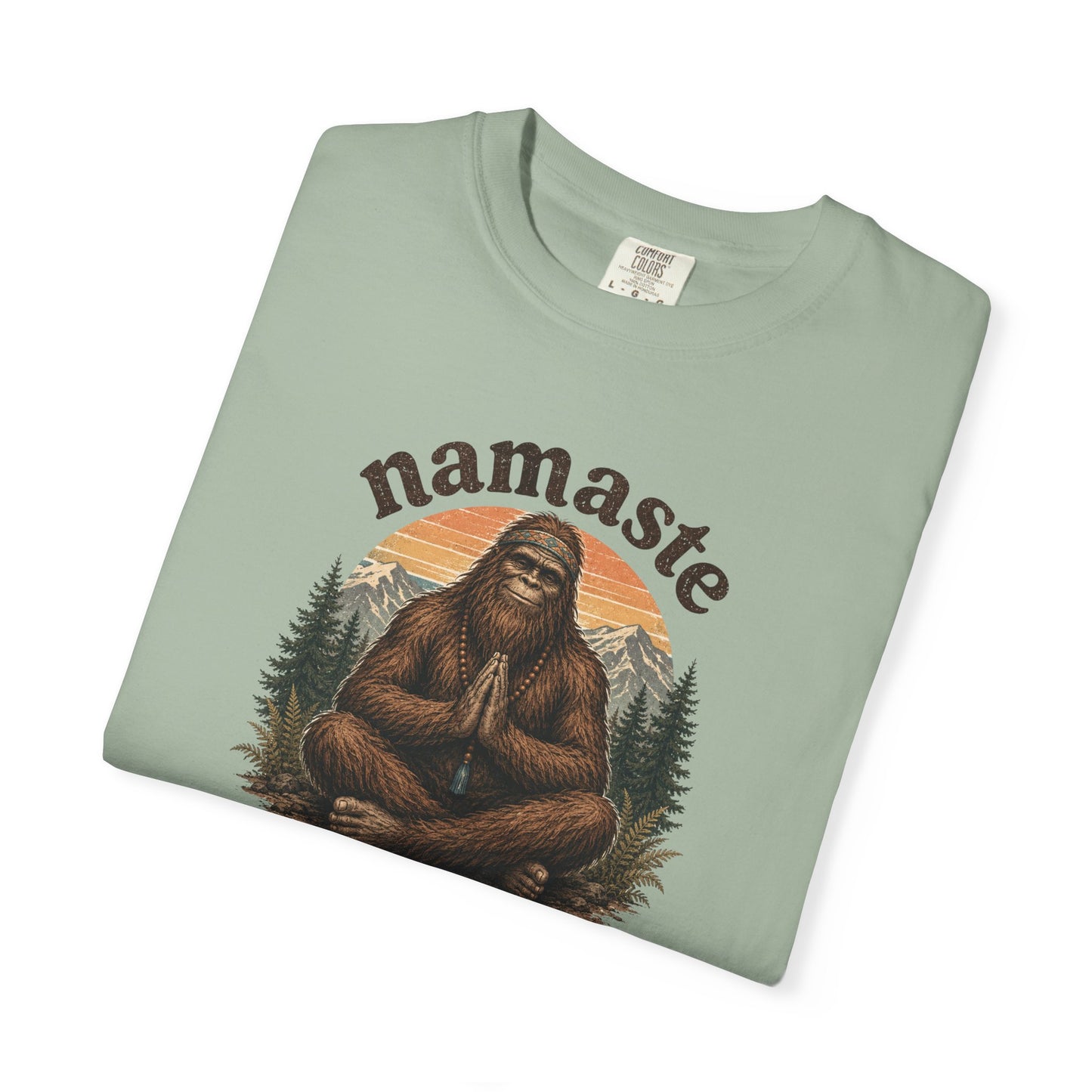 Namaste Y'all Bigfoot Sasquatch T-Shirt | Yoga Forest Illustration