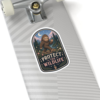 Protect the Wildlife Sticker | Sasquatch Woodland Conservation Kiss-Cut