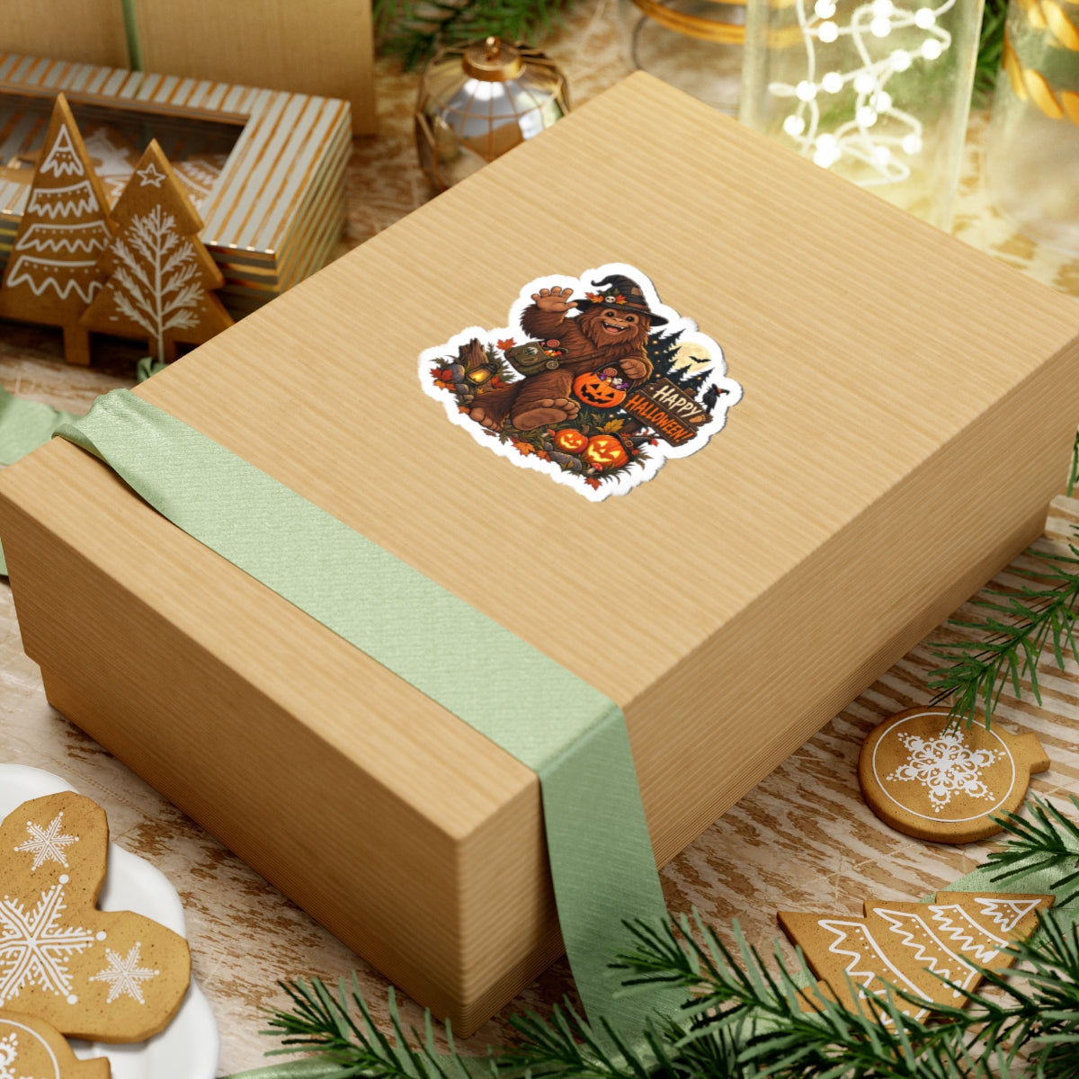 Cute Bigfoot Halloween Sticker, Happy Halloween Cryptid Sticker, Spooky Cute Sasquatch Gift