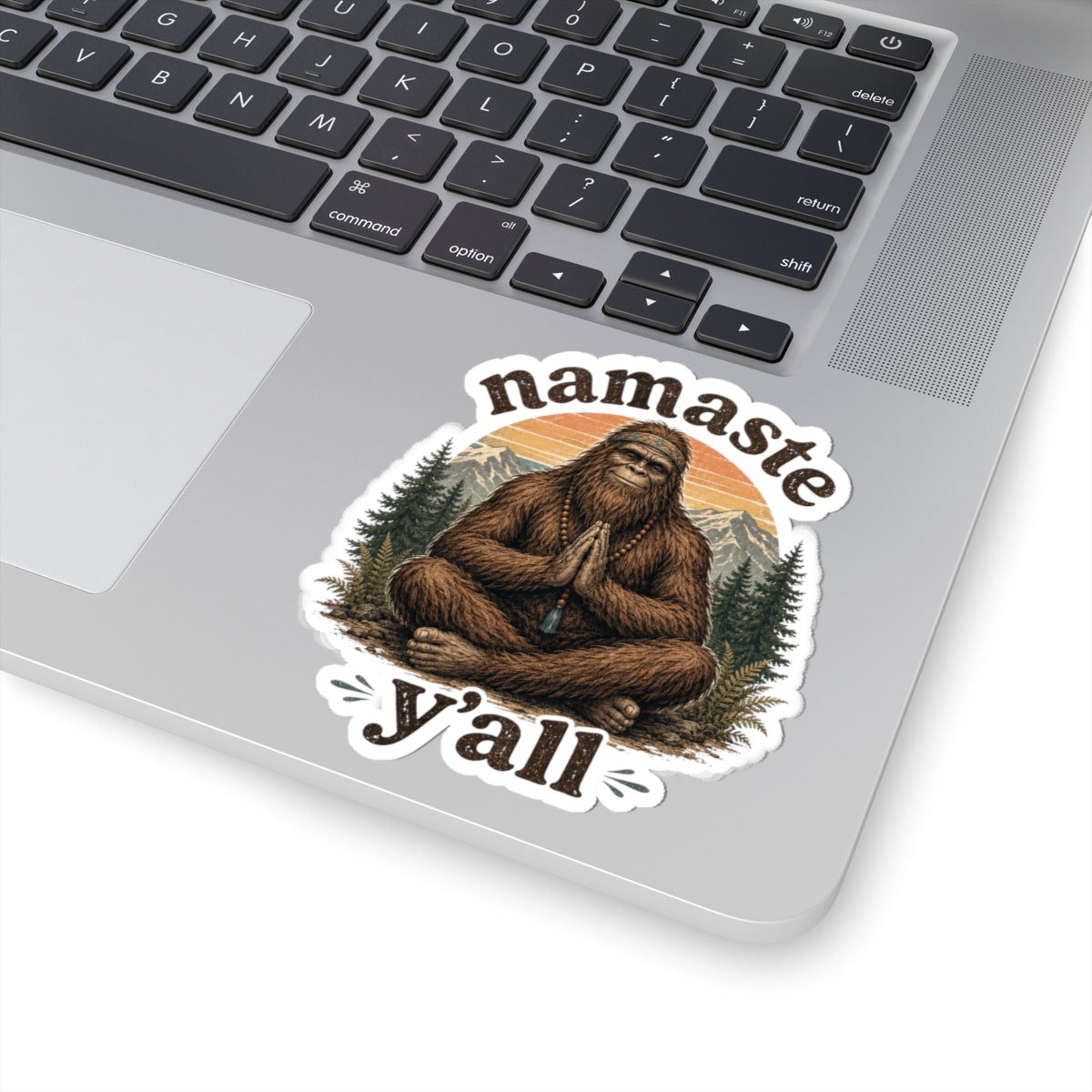 Namaste Y'all Bigfoot Sticker | Kiss-Cut Wilderness Sasquatch Decal