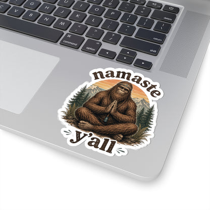Namaste Y'all Bigfoot Sticker | Kiss-Cut Wilderness Sasquatch Decal