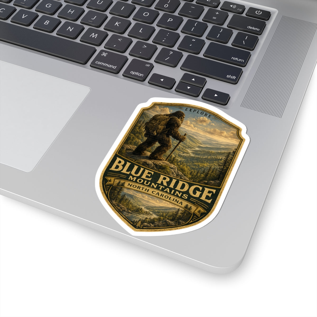 Blue Ridge Mountains Sasquatch Patch Sticker | North Carolina Hiking Decal