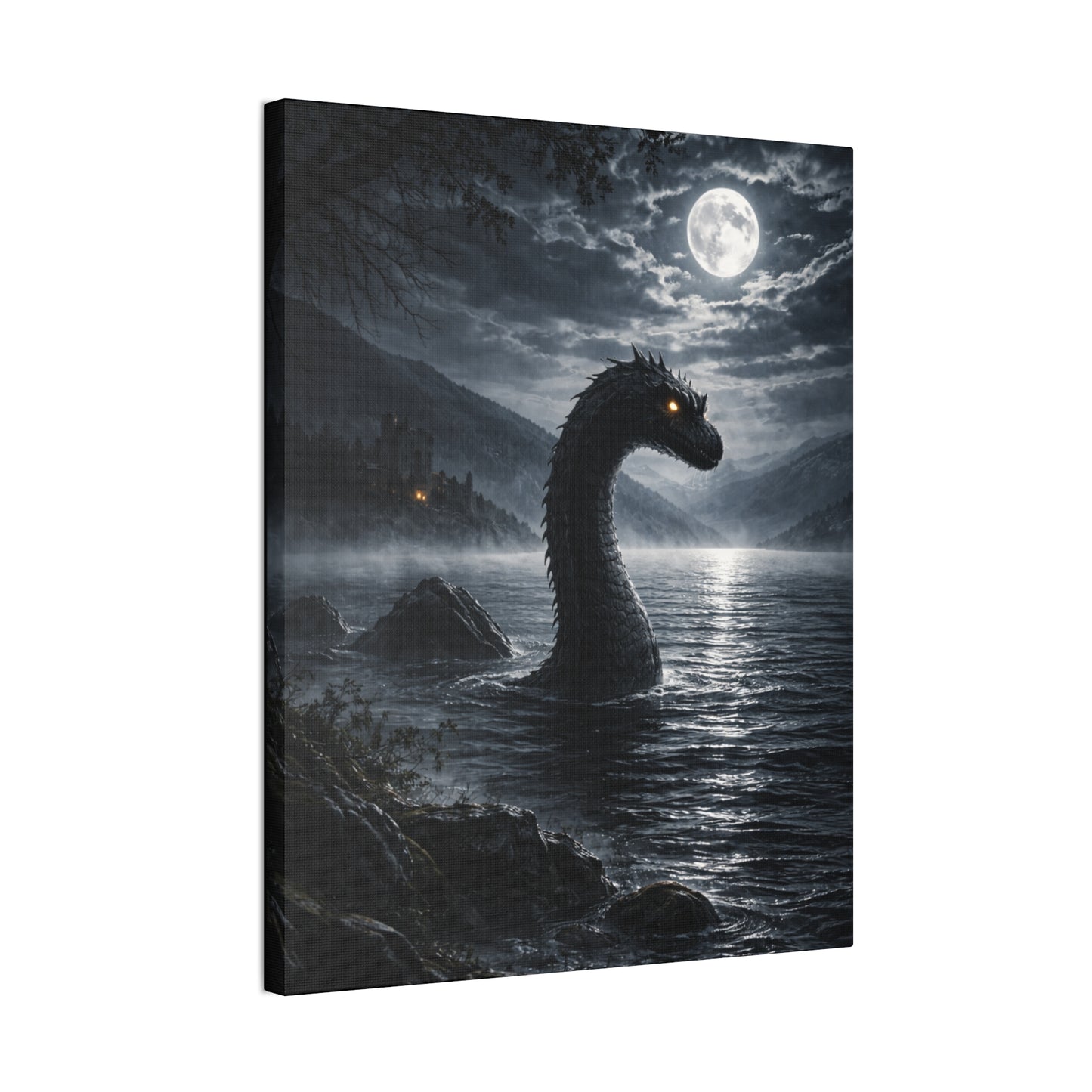 Loch Ness Monster Canvas Print | Dark Moonlit Series | 12x16 & 16x20