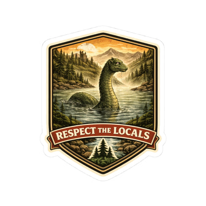 Loch Ness Monster vintage badge vinyl sticker, Respect the Locals series