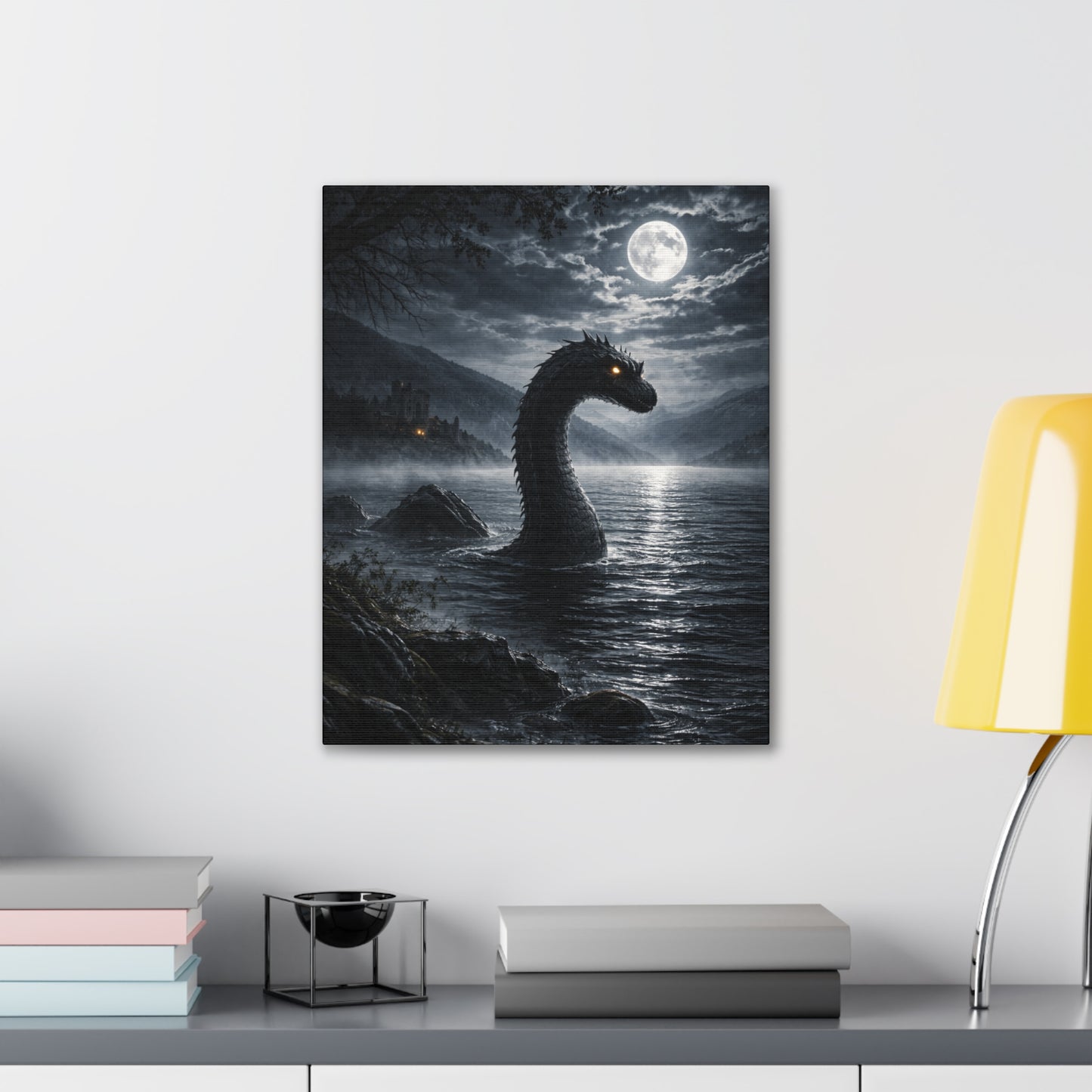 Loch Ness Monster Canvas Print | Dark Moonlit Series | 12x16 & 16x20