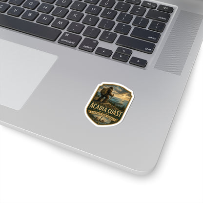 Acadia Coast Maine Sasquatch/Bigfoot Sticker | Scenic Lighthouse Badge, Explore Respect the Locals