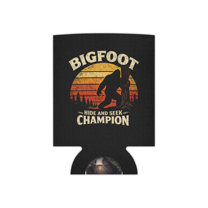 Bigfoot Hide and Seek Champion retro sunset neoprene can cooler