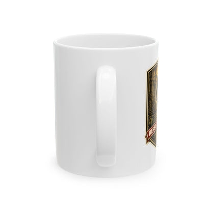 Skunk Ape vintage badge ceramic coffee mug, Respect the Locals series