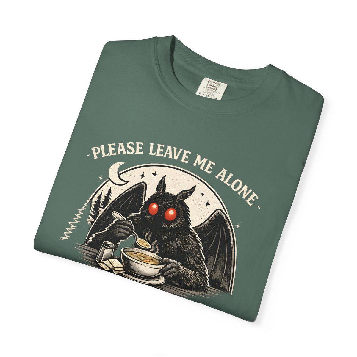 Please Leave Me Alone I Am Eating Soup Shirt Mothman Graphic Tee Comfort Colors 1717 Funny Cryptid Shirt Cozy Introvert Tee