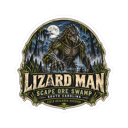 Lizard Man Sticker | Scape Ore Swamp South Carolina Cryptid Sticker | Reptilian Humanoid Field Research Decal | 3 or 4 Inch