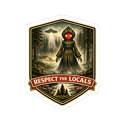 Flatwoods Monster vintage badge vinyl sticker, Respect the Locals series