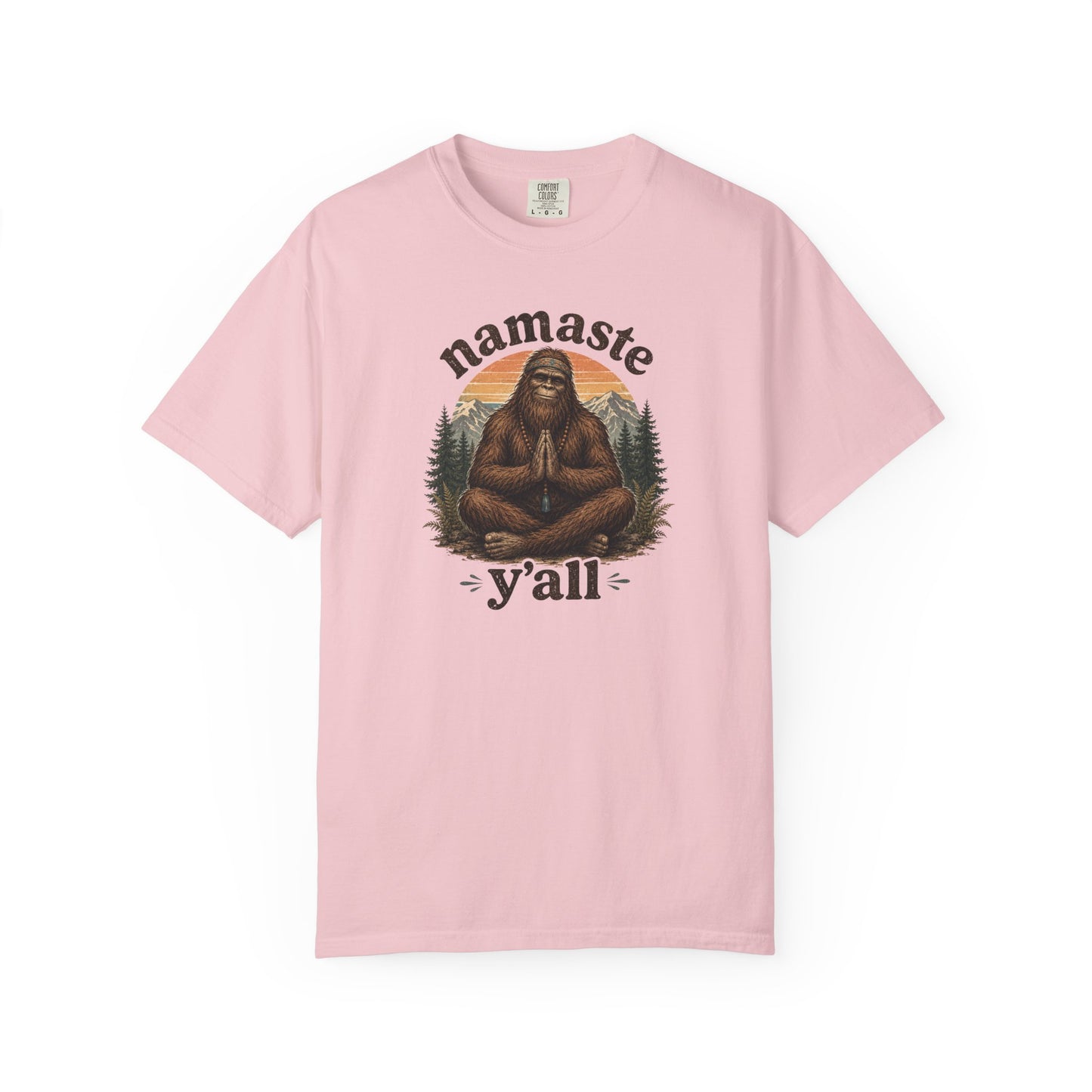 Namaste Y'all Bigfoot Sasquatch T-Shirt | Yoga Forest Illustration