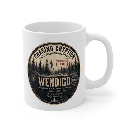 Wendigo Encounter File 006 Coffee Mug | Vintage Cryptid Camp Mug | Chasing Cryptids Field Research