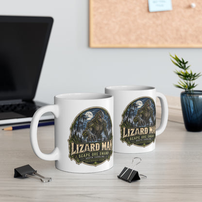 Lizard Man Mug | Scape Ore Swamp South Carolina Cryptid Mug | Reptilian Humanoid Coffee Cup | 11 oz Cryptid Gift