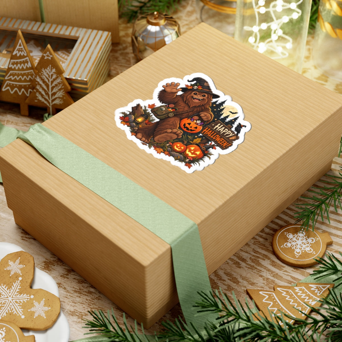 Cute Bigfoot Halloween Sticker, Happy Halloween Cryptid Sticker, Spooky Cute Sasquatch Gift