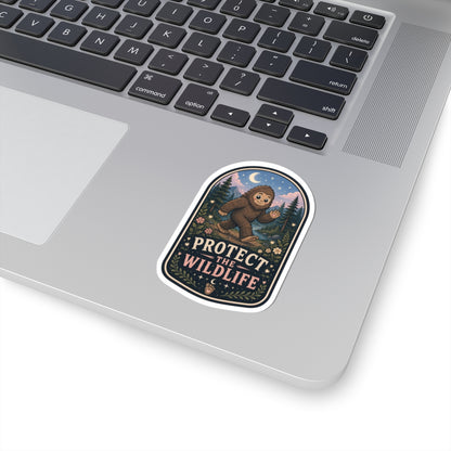 Protect the Wildlife Sasquatch woodland conservation vinyl sticker