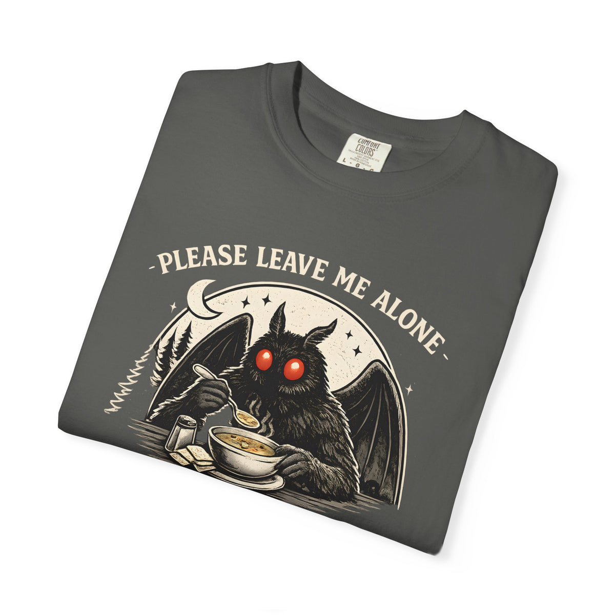 Please Leave Me Alone I Am Eating Soup Shirt Mothman Graphic Tee Comfort Colors 1717 Funny Cryptid Shirt Cozy Introvert Tee