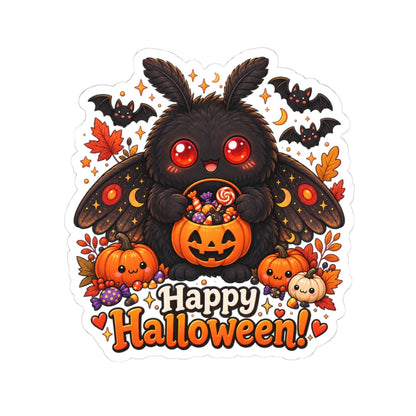 Cute Mothman Halloween Sticker, Happy Halloween Cryptid Sticker, Spooky Cute Mothman Gift