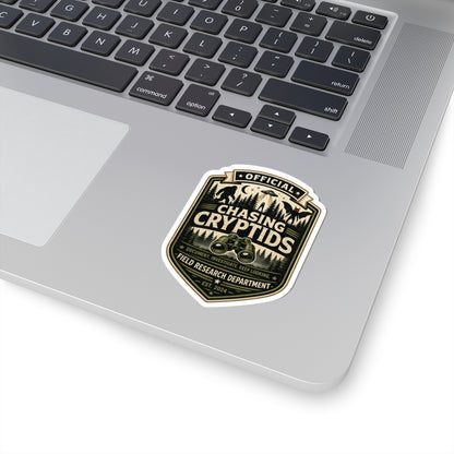 Chasing Cryptids official field research badge vinyl sticker