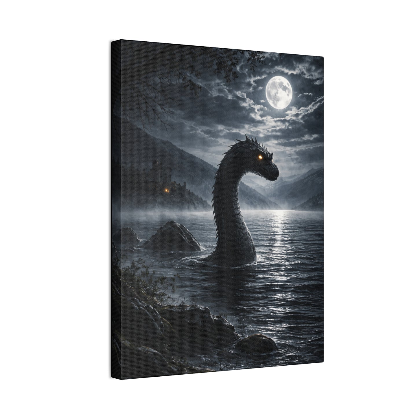 Loch Ness Monster Canvas Print | Dark Moonlit Series | 12x16 & 16x20