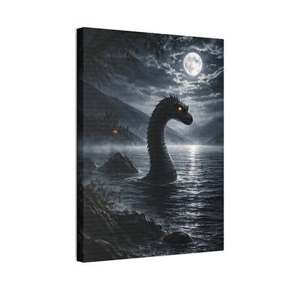 Gothic Loch Ness Monster canvas wall art, Dark Moonlit Series
