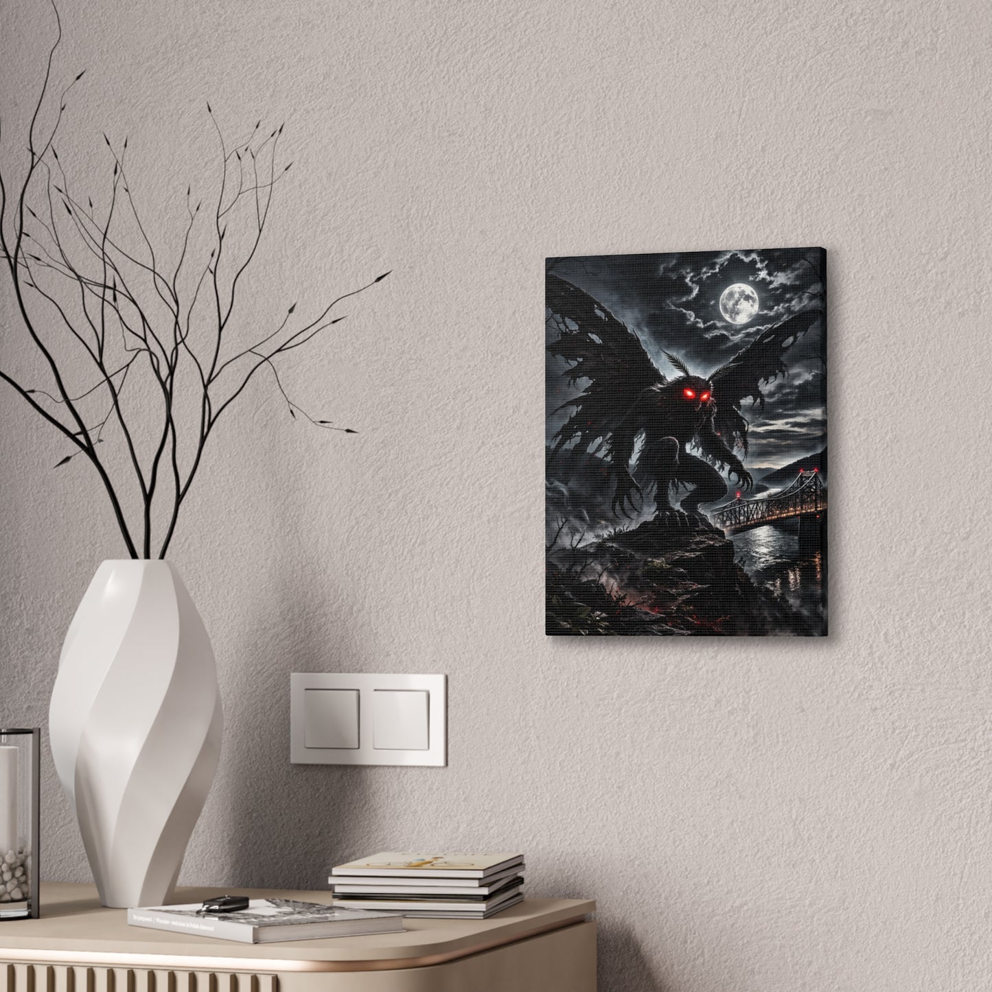 Mothman Canvas Print | Dark Moonlit Series | 12x16 16x20