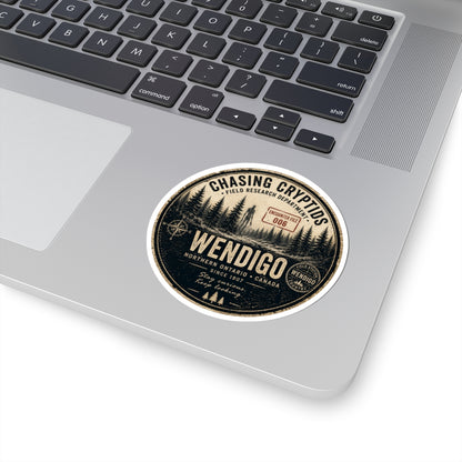 Wendigo Encounter File 006 Sticker | Chasing Cryptids Field Research | Vintage Cryptid Vinyl Decal